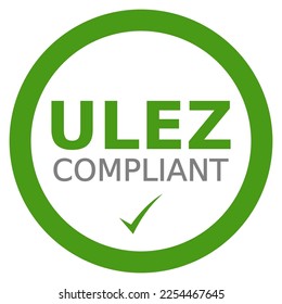 Vector graphic symbol to indicate a vehicle is ULEZ (Ultra low emission zone) compliant. It consists of a green circle with green lettering