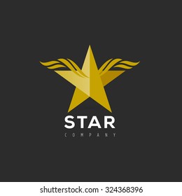 Vector graphic symbol with stylized star with wings