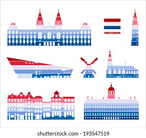 Vector graphic symbols of Amsterdam