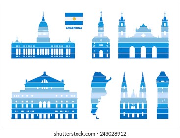 Vector graphic symbols of Argentina. 