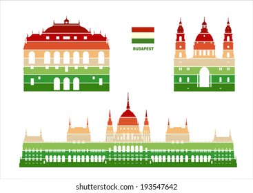 Vector graphic symbols of Budapest