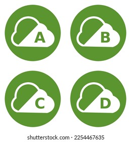 Vector graphic symbols for the four classifications of emission zones (A to D)