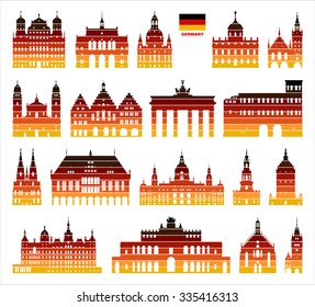 Vector graphic symbols of Germany. German architecture.