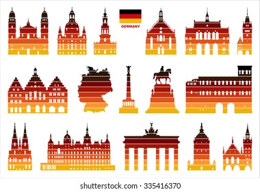 Vector graphic symbols of Germany. Map of Germany.