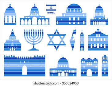 Vector graphic symbols of Israel.