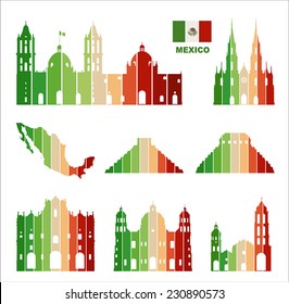 Vector graphic symbols of Mexico. 