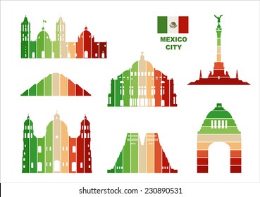 Vector graphic symbols of Mexico City. 