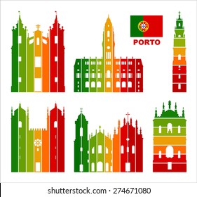 Vector graphic symbols of Porto (Portugal).