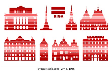 Vector graphic symbols of Riga (Latvia).