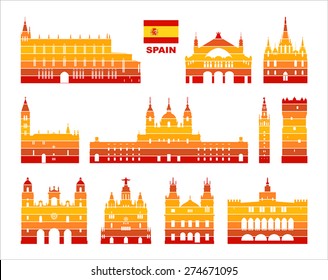 Vector graphic symbols of Spain. Spanish architecture