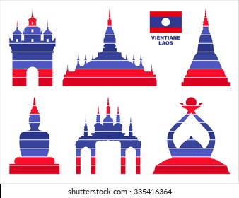 Vector graphic symbols of Vientiane (Laos).