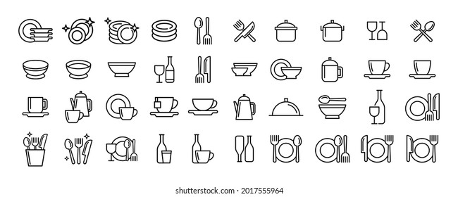 Vector graphic of tableware icon collection