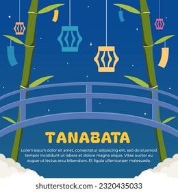 Vector graphic of Tanabata or Qixi festival (writing in Chinese) background with copy space area