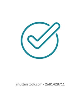 Gráfico de Vector de una marca de verificación verde azulado dentro de una forma de círculo, establecido sobre un fondo blanco, para su uso en proyectos de diseño que necesitan un símbolo de confirmación.