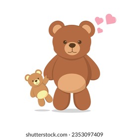 Vector graphic of teddy bear is holding teddy bear lovingly good for teddy bear day