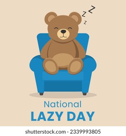 Vector graphic of Teddy bear taking a nap on sofa suitable for National Lazy Day