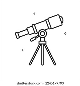 Gráfico vectorial del icono del telescopio con color negro. Eps 10.