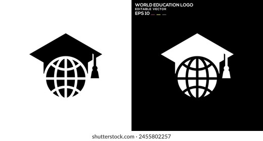 Vector graphic template of education logo combination with earth, globe, international, university, graduation, icon symbol EPS 10