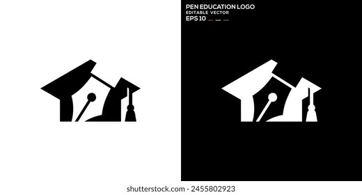 Vector graphic template of education logo combination with pencil, university, graduation, icon symbol EPS 10
