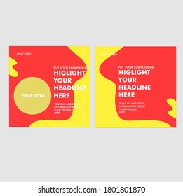 Vector Gráfico de plantillas redes sociales blanco rojo, amarillo y esquema de color.perfecto para uso en comercios de comida
