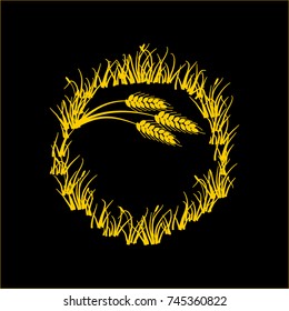 Vector graphic template with wheat. Natural product.