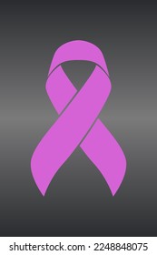 Vector graphic of testicular cancer ribbon on black gradient background. orchid color awareness ribbon for testicular cancer support symbol. vector eps10.
