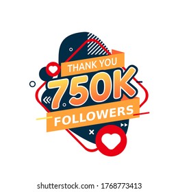 vector graphic of Thank you stickers for 750 followers good for say thank to followers. flat design. Instagram. twitter.flat illustration. svg