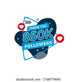 vector graphic of Thank you stickers for 850k followers good for say thank to followers. flat design. Instagram. twitter.flat illustration.