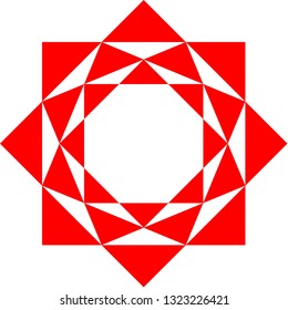 Vector graphic of three decreasing size rings of triangles arranged in a circular shape. Each ring is offset.