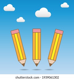 Vector Graphic of three pencils with background