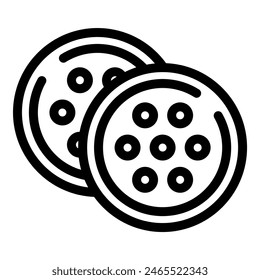 Vector graphic of three stylized cookies in black and white, perfect for designs and decorations