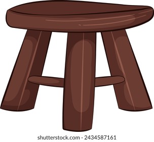 Vector graphic of a three-legged wooden stool