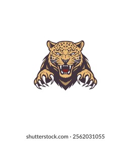 Vector graphic of Tiger head logo with roaring angry expression, tiger logo, tiger face, fully editable vector logo template icon
