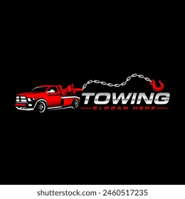 vector graphic of towing truck service logo design suitable for the automotive