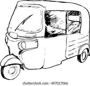 Vector graphic of a traditional taxi in Indonesia known as Bajaj 