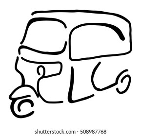 Vector graphic of a traditional taxi in Indonesia known as Bajaj