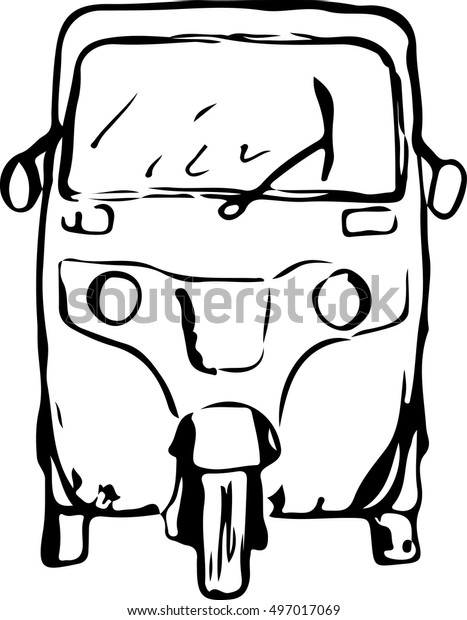 Vector graphic of a traditional taxi in Indonesia known\
as Bajaj 