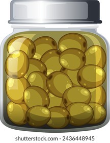 Vector graphic of a transparent bottle with yellow pills