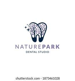 Vektorgrafik des Naturpark Dentallogo Design perfekt für zahnärztliche Studios, Zahnpflege, Zahnklinik und vieles mehr.