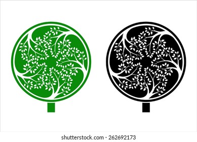 Vector graphic trees on white background. 