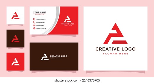 Vector graphic of triangle initial A logo and business card design template