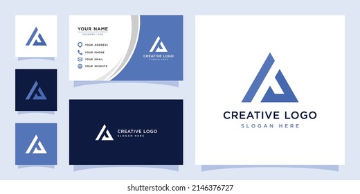 Vector graphic of triangle initial A logo and business card design template