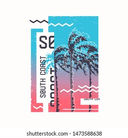 Vector graphic t-shirt abstract geometric design on the topic of summer, holidays, beach, seacoast, tropics.