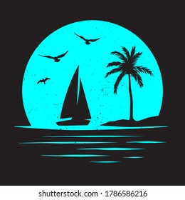 Vector Graphic for T-shirt with Beach