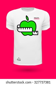 Vector graphic T-shirt design with an apple and measuring tape