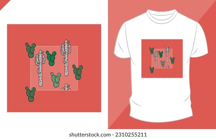 Diseño de camisetas vectoriales gráficas, con cactus
