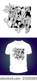Vector graphic t-shirt design, with cactus