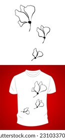 Vector graphic t-shirt design, with flowers