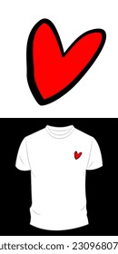 Diseño de camisetas vectoriales gráficas, con corazón