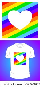 Vector graphic t-shirt design, with lgbt and heart